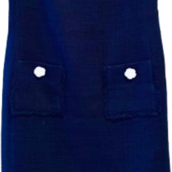 Navy Tweed Sleeveless Dress - Picture 6 of 9